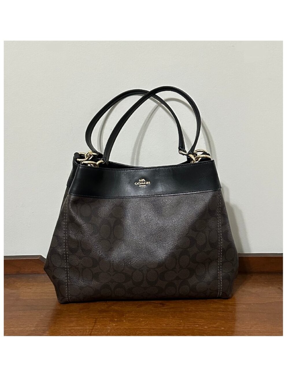 Coach Lexy Shoulder Bag F27972 Black & Brown Leather